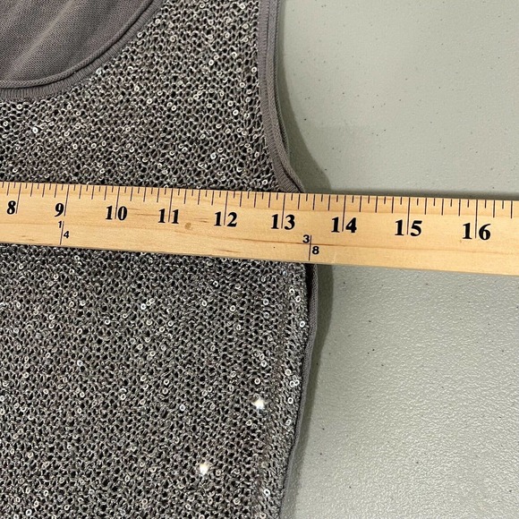 Loft‎ Womens Tank Top Sequin Small Sleeveless Silver Gray Pullover Scoop Neck - Picture 9 of 10